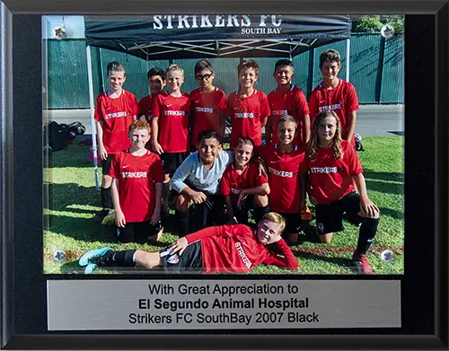 Strikers FC South Spay thank sponsor El Segundo Animal Hospital